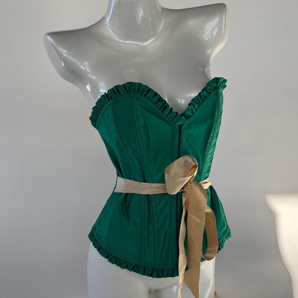 Victoria’s Secret Green Satin / Gold Sexy Little Things Corset